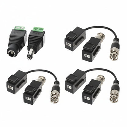 Kit Video Balun con Conector Hembra y Macho para Cámaras de Seguridad CCTV UTP