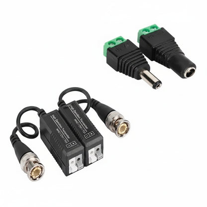 Kit Video Balun con Conector Hembra y Macho para Cámaras de Seguridad CCTV UTP