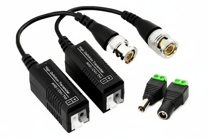 Kit Video Balun con Conector Hembra y Macho para Cámaras de Seguridad CCTV UTP